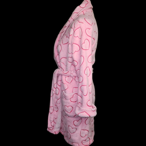 Secret Treasures Pink Hearts Belted Bathrobe Spa Size M 8-10 Pockets Sleepwear - Picture 2 of 12